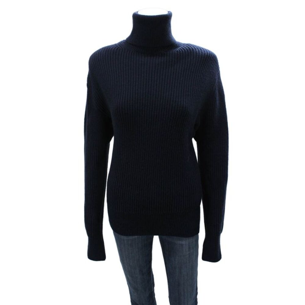 Laurence Bras Womens Pullover Lambswool Turtleneck Blue Long Sleeve Size XS
